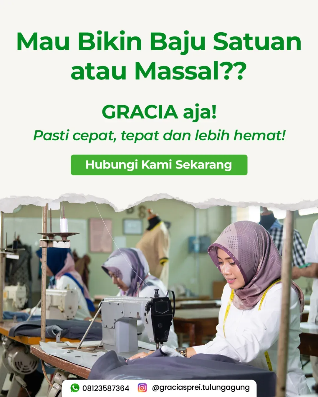 <p>Ingin buat baju satuan atau grosir kini Gracia 